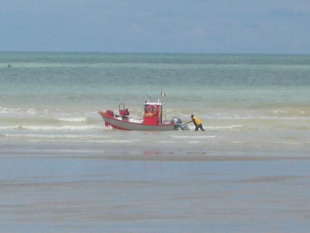 Mises � l'eau d'un bateau pour la p�che... dep: 76